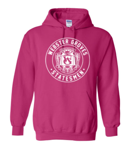 Sweatshirt-Crest Hooded-Bright Pink