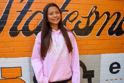 Sweatshirt-Circle Crest-Hoodie- Lt. Pink