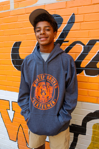 Crest hoodie gray with orange crest