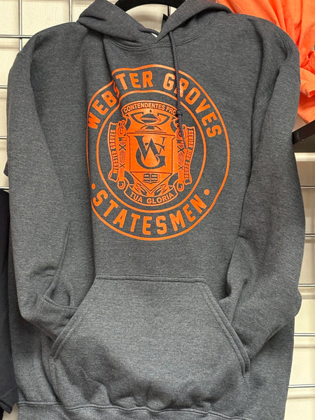 Crest hoodie gray with orange crest