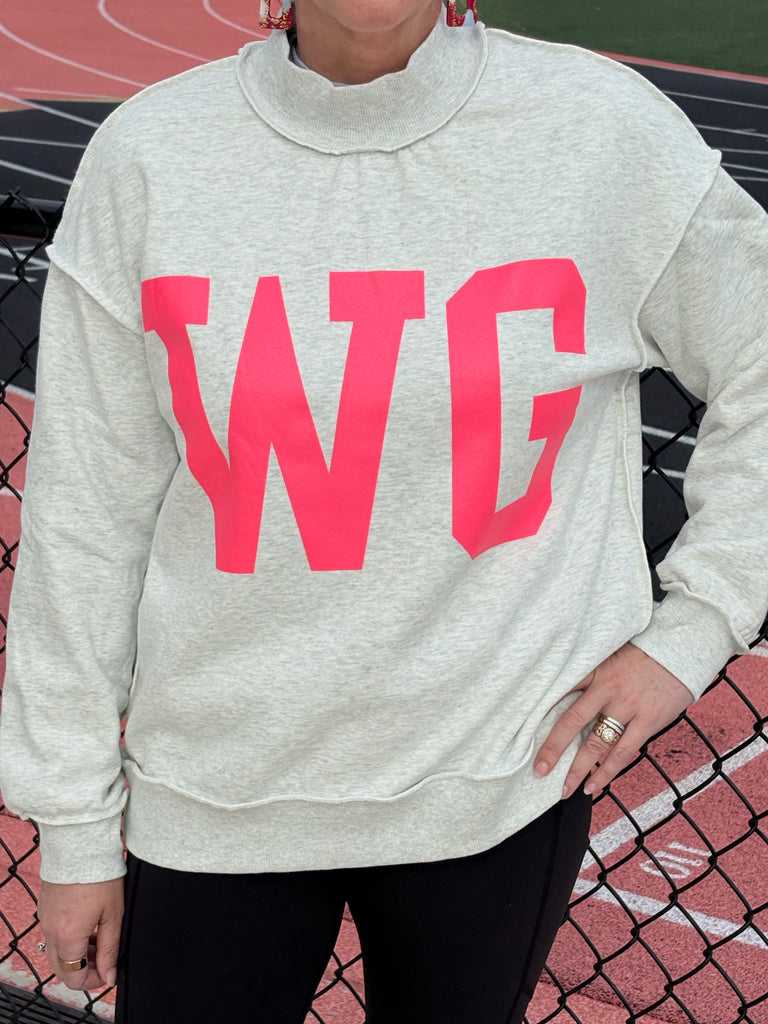 Hot pink WG mock neck sweatshirt