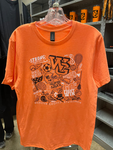 Shirt short sleeved doodle orange