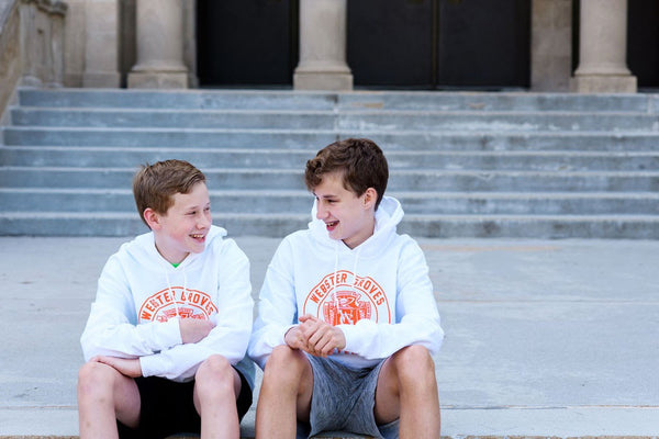 Sweatshirt - White Webster Groves Statesmen Crest Hoodie