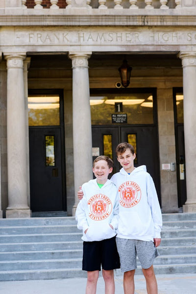 Sweatshirt - White Webster Groves Statesmen Crest Hoodie